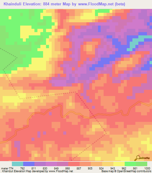 Khainduli,India Elevation Map