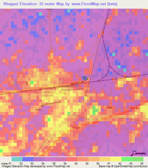 Khagaul,India Elevation Map