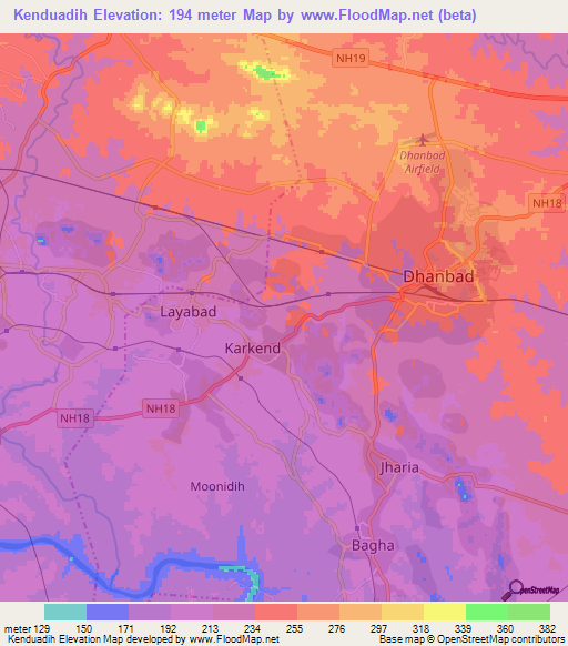 Kenduadih,India Elevation Map