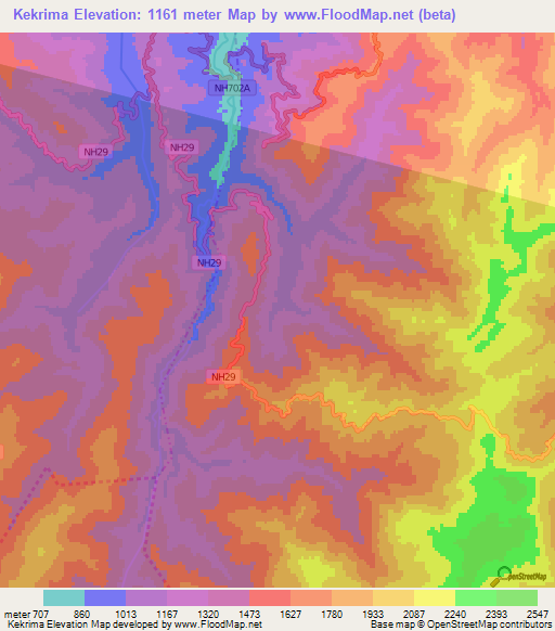Kekrima,India Elevation Map