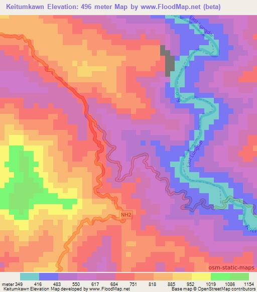 Keitumkawn,India Elevation Map