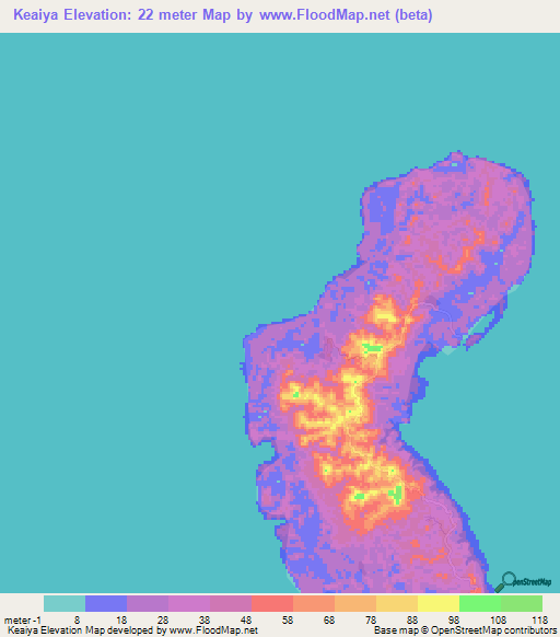 Keaiya,India Elevation Map