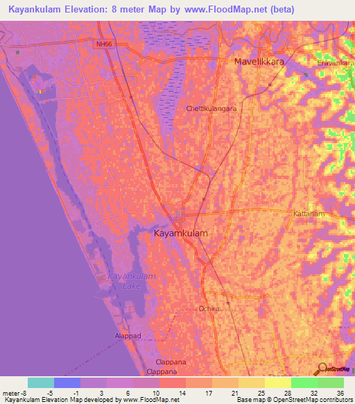 Kayankulam,India Elevation Map