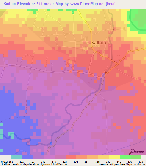 Kathua,India Elevation Map