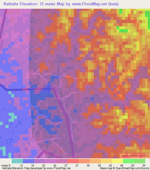 Kathalia,India Elevation Map