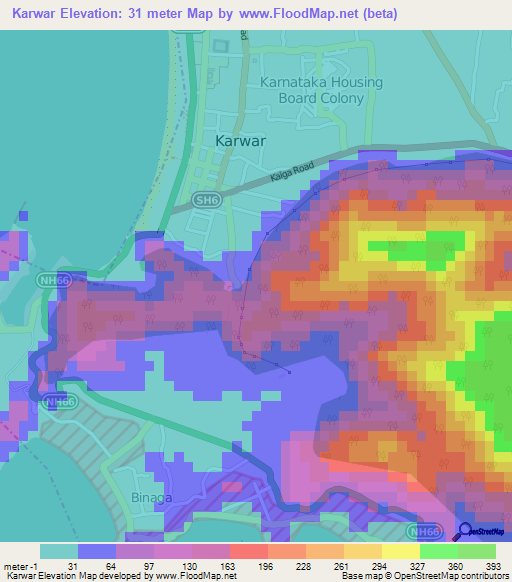 Karwar,India Elevation Map