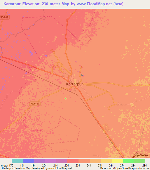 Kartarpur,India Elevation Map