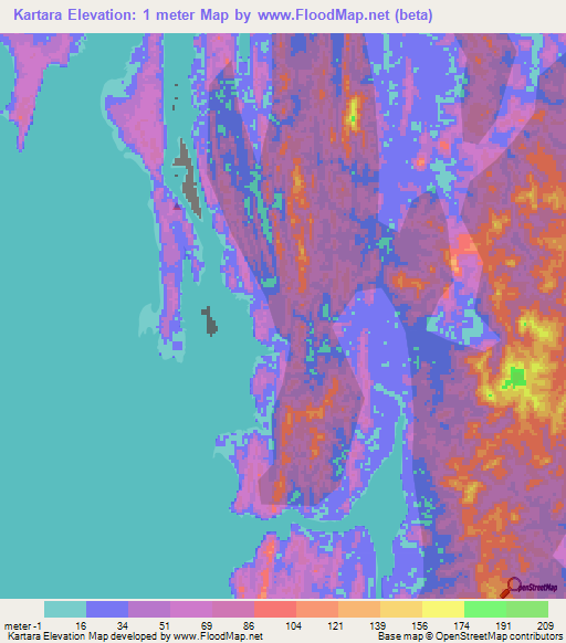Kartara,India Elevation Map