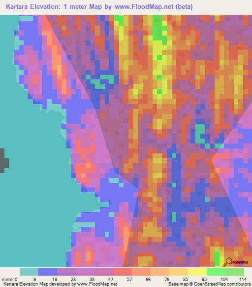 Kartara,India Elevation Map