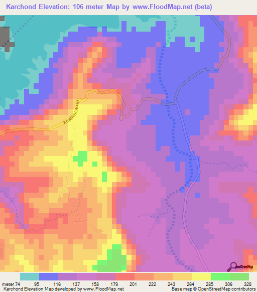 Karchond,India Elevation Map