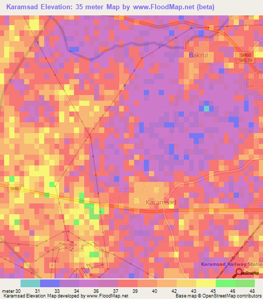 Karamsad,India Elevation Map