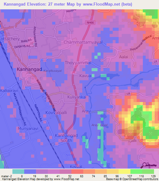 Kannangad,India Elevation Map