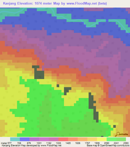 Kanjang,India Elevation Map