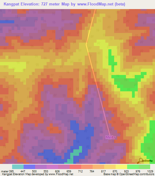 Kangpat,India Elevation Map