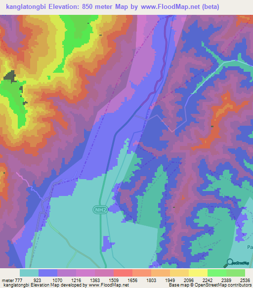 kanglatongbi,India Elevation Map