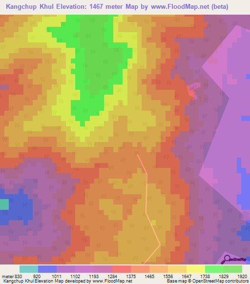Kangchup Khul,India Elevation Map