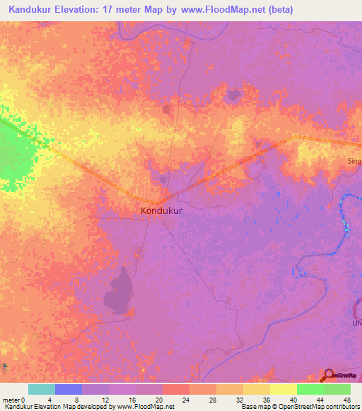 Kandukur,India Elevation Map