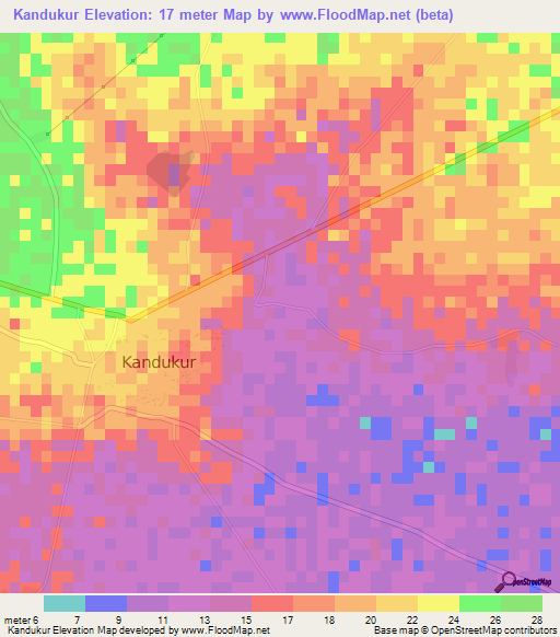 Kandukur,India Elevation Map