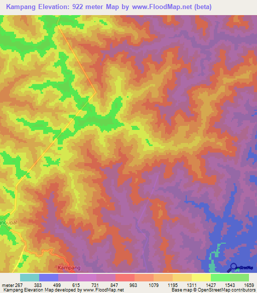 Kampang,India Elevation Map