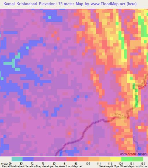 Kamal Krishnabari,India Elevation Map