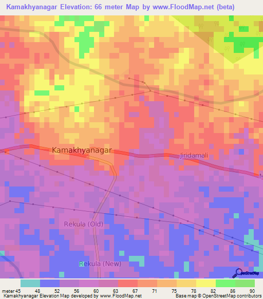 Kamakhyanagar,India Elevation Map