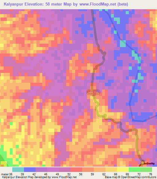 Kalyanpur,India Elevation Map
