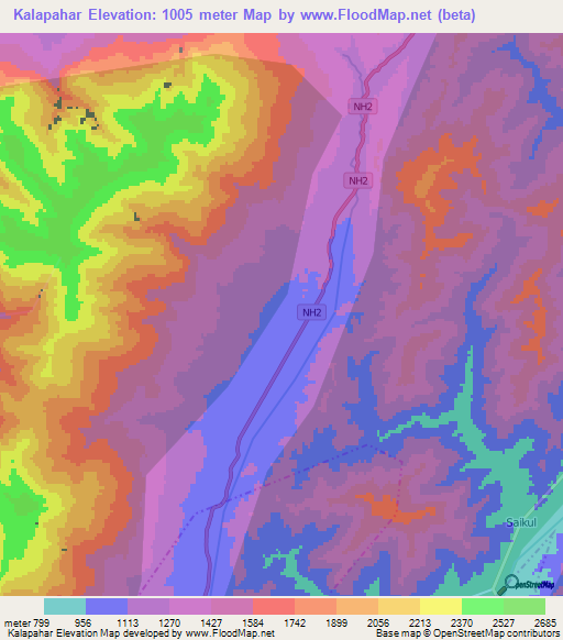 Kalapahar,India Elevation Map