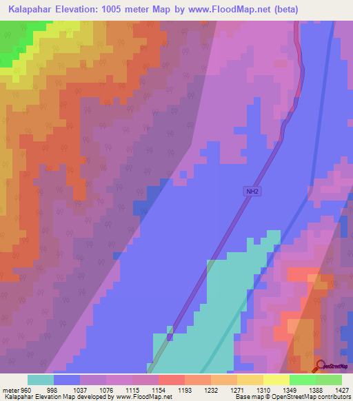 Kalapahar,India Elevation Map