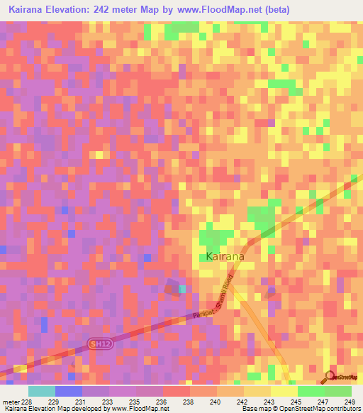 Kairana,India Elevation Map