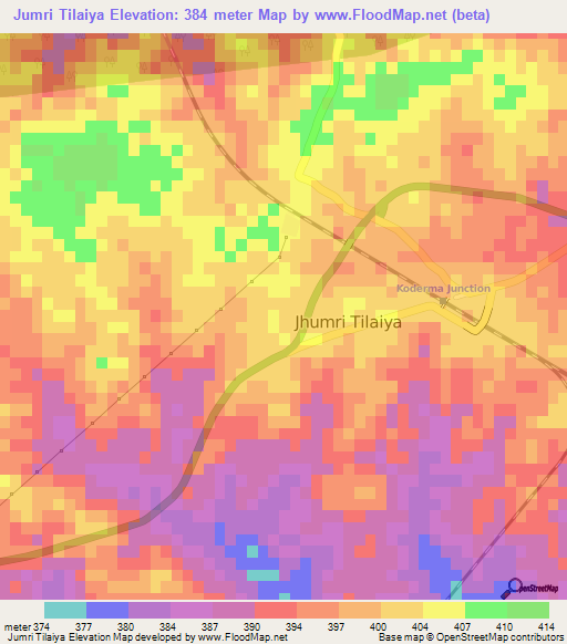 Jumri Tilaiya,India Elevation Map