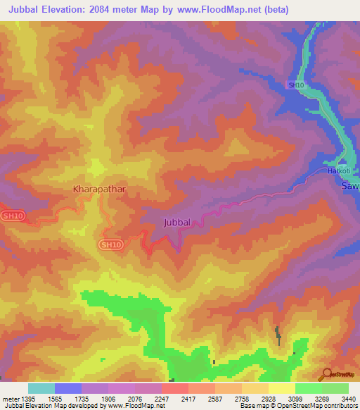 Jubbal,India Elevation Map