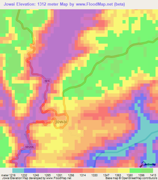 Jowai,India Elevation Map