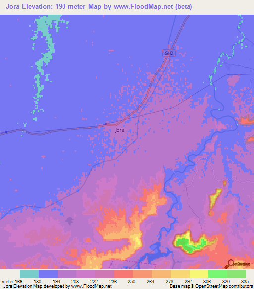 Jora,India Elevation Map
