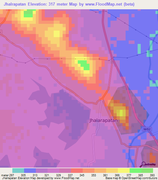 Jhalrapatan,India Elevation Map
