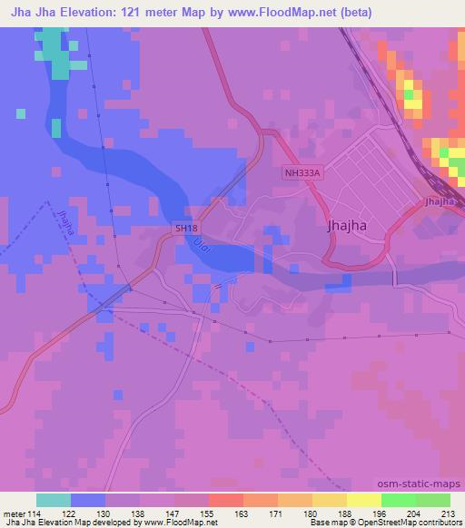 Jha Jha,India Elevation Map