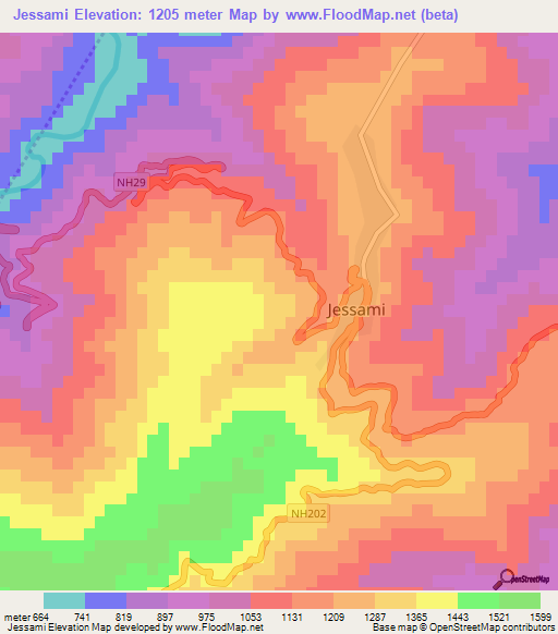 Jessami,India Elevation Map