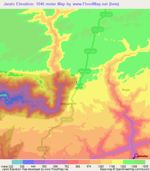 Jarain,India Elevation Map