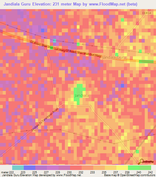 Jandiala Guru,India Elevation Map