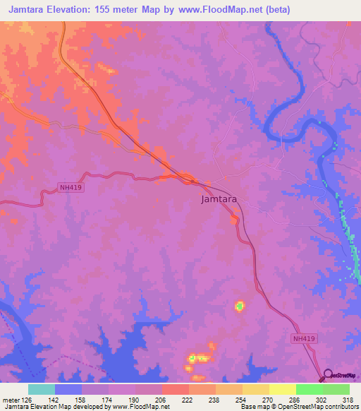 Jamtara,India Elevation Map