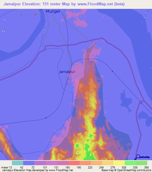 Jamalpur,India Elevation Map