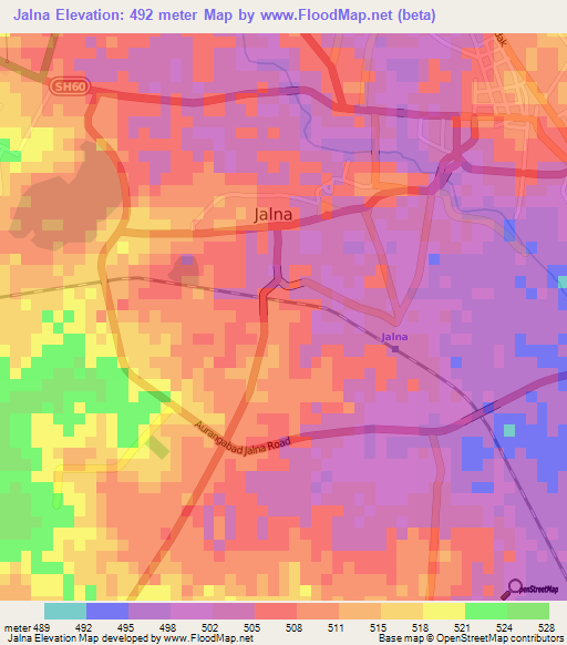 Jalna,India Elevation Map