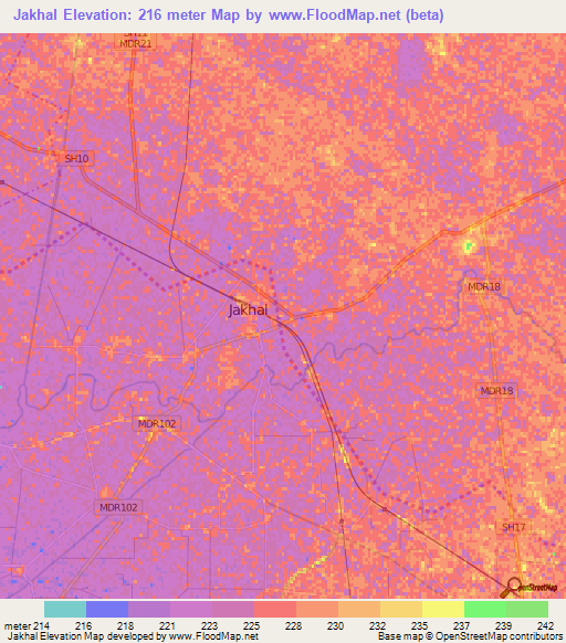 Jakhal,India Elevation Map