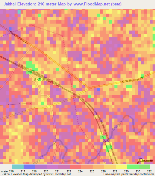 Jakhal,India Elevation Map