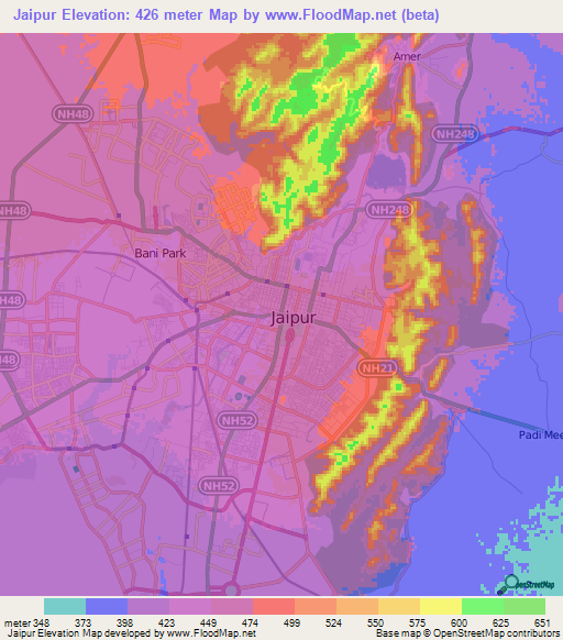 Elevation of Jaipur,India Elevation Map, Topography, Contour