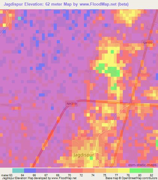 Jagdispur,India Elevation Map