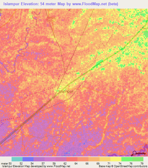 Islampur,India Elevation Map