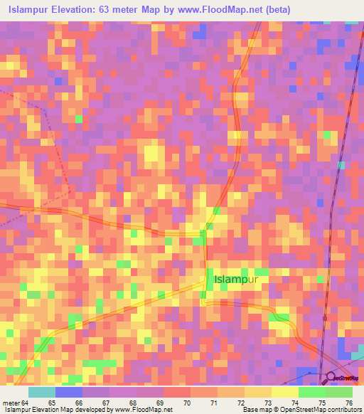 Islampur,India Elevation Map