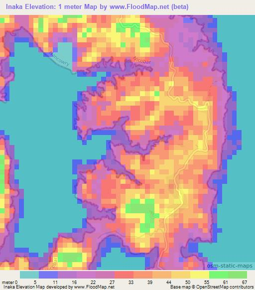 Inaka,India Elevation Map