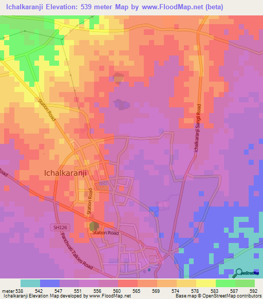 Ichalkaranji,India Elevation Map