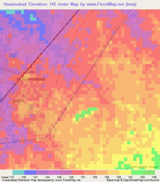 Husainabad,India Elevation Map